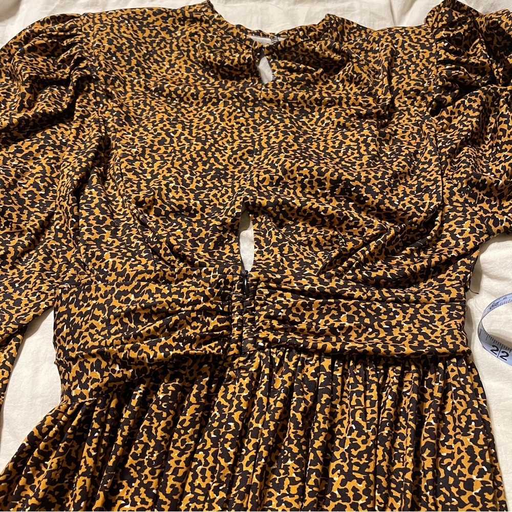 Isabel Marant Fauve Yellow Leopard Print JUCIENNE Sharkbite Jersey‎ Dress 6 - Picture 7 of 17